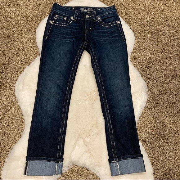 Miss Me Woman’s Size 25 Embellished Dark Wash Straight Jeans - Picture 6 of 14